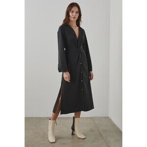 Rails Women Irie Midi Shirt Dress Size S Black Long Sleeve Collared Button Down